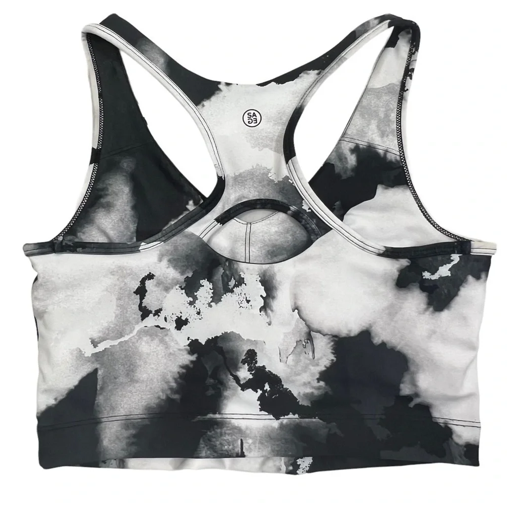 Sage Collective Black and White Tie Dye Bralette Small